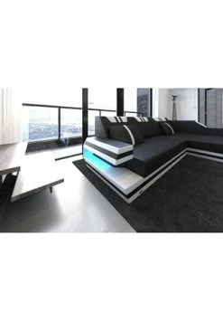 SOFA DREAMS Ecksofa Leder Ravenna Schwarz-weiß -Wohn-esszimmer Verkäufe unnamed file 493