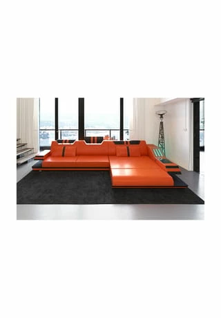 SOFA DREAMS Ecksofa Leder Ravenna Orange-schwarz 1 SOFA DREAMS Ecksofa Leder Ravenna Orange-schwarz