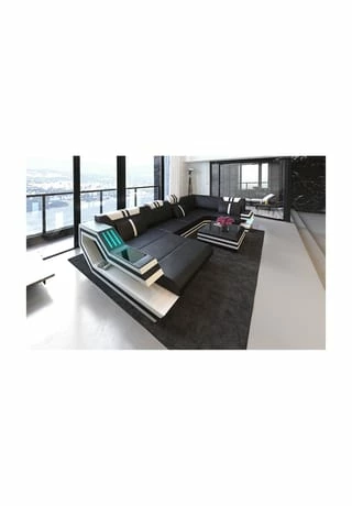 SOFA DREAMS Wohnlandschaft Leder Ravenna Schwarz-weiß 1 SOFA DREAMS Wohnlandschaft Leder Ravenna Schwarz-weiß