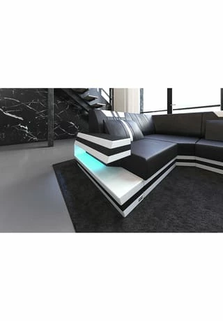 SOFA DREAMS Wohnlandschaft Leder Ravenna Schwarz-weiß 4 SOFA DREAMS Wohnlandschaft Leder Ravenna Schwarz-weiß – Bild 4