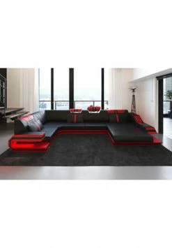 SOFA DREAMS Wohnlandschaft Leder Ravenna Schwarz-rot -Wohn-esszimmer Verkäufe unnamed file 529