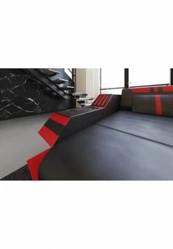 SOFA DREAMS Wohnlandschaft Leder Ravenna Schwarz-rot -Wohn-esszimmer Verkäufe unnamed file 530