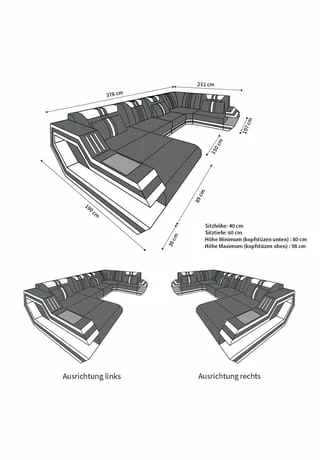 SOFA DREAMS Wohnlandschaft Leder Ravenna Weiß-schwarz 6 SOFA DREAMS Wohnlandschaft Leder Ravenna Weiß-schwarz – Bild 6