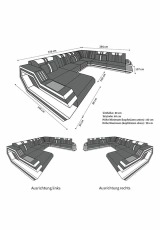 SOFA DREAMS XXL Wohnlandschaft Leder Ravenna Schwarz 5 SOFA DREAMS XXL Wohnlandschaft Leder Ravenna Schwarz – Bild 5