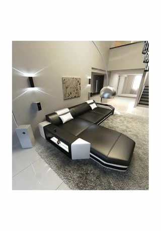 SOFA DREAMS Ecksofa Leder Prato Schwarz-weiß 1 SOFA DREAMS Ecksofa Leder Prato Schwarz-weiß