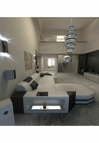 SOFA DREAMS Ecksofa Leder Prato Weiß-schwarz 2 SOFA DREAMS Ecksofa Leder Prato Weiß-schwarz – Bild 2