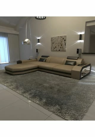 SOFA DREAMS Ecksofa Leder Prato Sandbeige-schwarz 4 SOFA DREAMS Ecksofa Leder Prato Sandbeige-schwarz – Bild 4