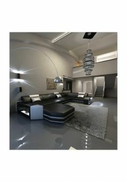 SOFA DREAMS Wohnlandschaft Leder Presto Schwarz-weiß