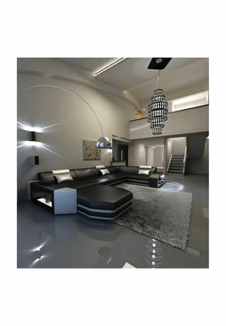 SOFA DREAMS Wohnlandschaft Leder Presto Schwarz-weiß 1 SOFA DREAMS Wohnlandschaft Leder Presto Schwarz-weiß