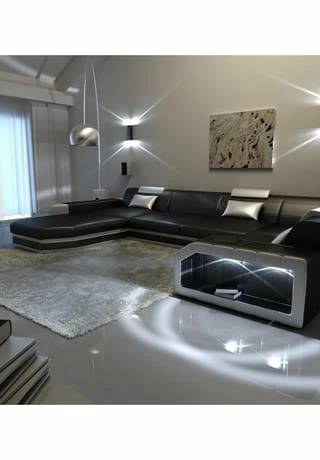 SOFA DREAMS Wohnlandschaft Leder Presto Schwarz-weiß 3 SOFA DREAMS Wohnlandschaft Leder Presto Schwarz-weiß – Bild 3