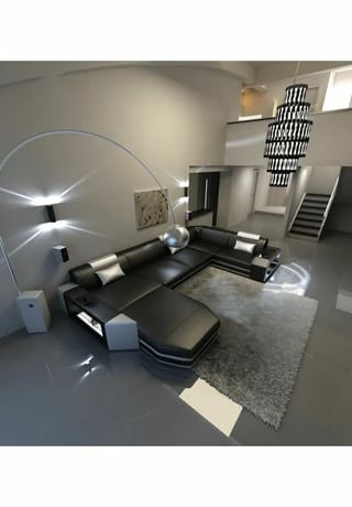 SOFA DREAMS Wohnlandschaft Leder Presto Schwarz-weiß 4 SOFA DREAMS Wohnlandschaft Leder Presto Schwarz-weiß – Bild 4