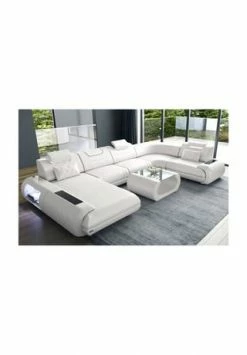 SOFA DREAMS Wohnlandschaft Leder Rimini Weiß