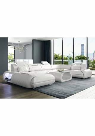 SOFA DREAMS Wohnlandschaft Leder Rimini Weiß 2 SOFA DREAMS Wohnlandschaft Leder Rimini Weiß – Bild 2