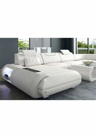 SOFA DREAMS Wohnlandschaft Leder Rimini Weiß 3 SOFA DREAMS Wohnlandschaft Leder Rimini Weiß – Bild 3