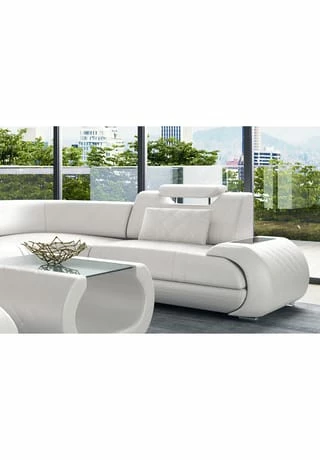SOFA DREAMS Wohnlandschaft Leder Rimini Weiß 4 SOFA DREAMS Wohnlandschaft Leder Rimini Weiß – Bild 4