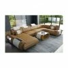 SOFA DREAMS Wohnlandschaft Leder Rimini Sandbeige-weiss