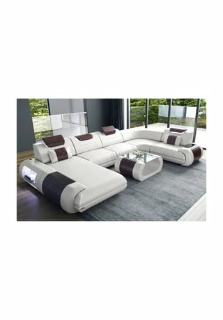 SOFA DREAMS Wohnlandschaft Leder Rimini Weiss-braun 1 SOFA DREAMS Wohnlandschaft Leder Rimini Weiss-braun
