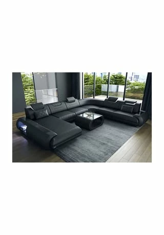 SOFA DREAMS XXL Wohnlandschaft Leder Rimini Schwarz 1 SOFA DREAMS XXL Wohnlandschaft Leder Rimini Schwarz