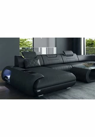 SOFA DREAMS XXL Wohnlandschaft Leder Rimini Schwarz 3 SOFA DREAMS XXL Wohnlandschaft Leder Rimini Schwarz – Bild 3