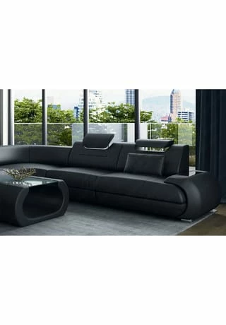 SOFA DREAMS XXL Wohnlandschaft Leder Rimini Schwarz 4 SOFA DREAMS XXL Wohnlandschaft Leder Rimini Schwarz – Bild 4