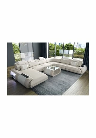 SOFA DREAMS XXL Wohnlandschaft Leder Rimini Beige-weiß 1 SOFA DREAMS XXL Wohnlandschaft Leder Rimini Beige-weiß