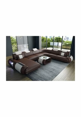 SOFA DREAMS XXL Wohnlandschaft Leder Rimini Braun-weiss 1 SOFA DREAMS XXL Wohnlandschaft Leder Rimini Braun-weiss