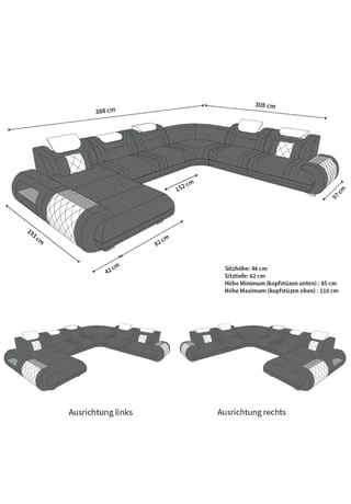 SOFA DREAMS XXL Wohnlandschaft Leder Rimini Braun-weiss 7 SOFA DREAMS XXL Wohnlandschaft Leder Rimini Braun-weiss – Bild 7