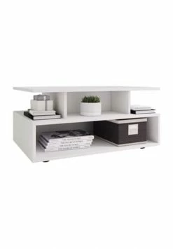 VCM. - My Home Holz Hoher Sofatisch Hoch Couchtisch Wohnzimmertisch Beistelltisch Ablage Esila Weiß