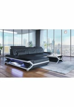SOFA DREAMS Ecksofa Leder Napoli Schwarz-weiß -Wohn-esszimmer Verkäufe unnamed file 677