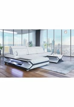 SOFA DREAMS Ecksofa Leder Napoli Weiß-schwarz -Wohn-esszimmer Verkäufe unnamed file 684