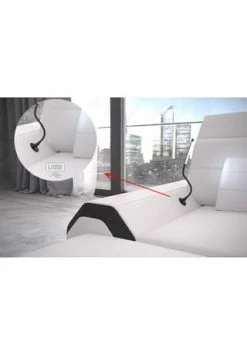 SOFA DREAMS Ecksofa Leder Napoli Weiß-schwarz -Wohn-esszimmer Verkäufe unnamed file 687