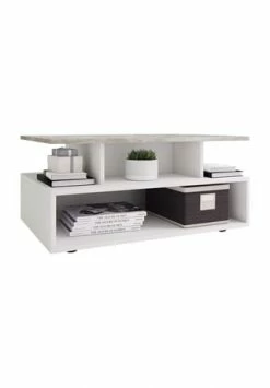 VCM. - My Home Holz Hoher Sofatisch Hoch Couchtisch Wohnzimmertisch Beistelltisch Ablage Esila Weiß / Beton-Optik