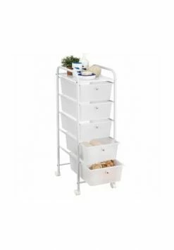 IDIMEX Rollcontainer Mit 5 Schubladen, Weiß GINA Gesamt: Breite 33cm, Höhe 94cm, Tiefe 39cm