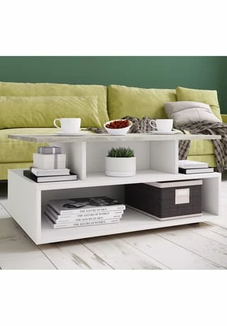 VCM. - My Home Holz Hoher Sofatisch Hoch Couchtisch Wohnzimmertisch Beistelltisch Ablage Esila Weiß / Beton-Optik 2 VCM. - My Home Holz Hoher Sofatisch Hoch Couchtisch Wohnzimmertisch Beistelltisch Ablage Esila Weiß / Beton-Optik – Bild 2