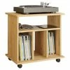 VCM. - My Home Holz Schallplatten LP Regal Schrank Mediaregal Aufbewahrung Rollbar Rollen Retal Honig-Eiche