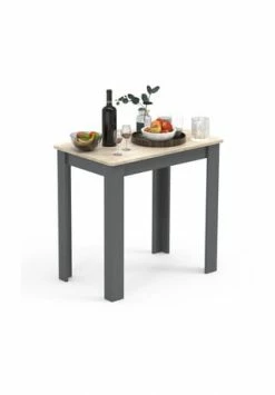 VCM. - My Home Holz Esstisch Küchentisch Tisch Esal 80 X 50 Cm Anthrazit / Honig-Eiche