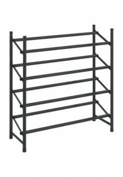 WENKO® Schuhregal "Hero", 4 Fächer, Anti-Rutsch, Ausziehbar Schwarz