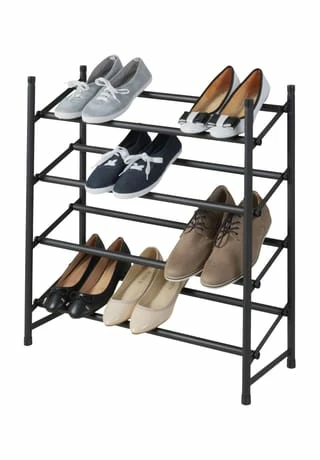 WENKO® Schuhregal "Hero", 4 Fächer, Anti-Rutsch, Ausziehbar Schwarz 2 WENKO® Schuhregal "Hero", 4 Fächer, Anti-Rutsch, Ausziehbar Schwarz – Bild 2