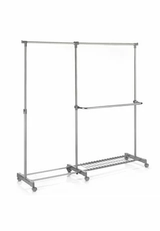 IDIMEX Garderobenständer Auf Rollen, Verstellbar LONDON Grau, Chrom 2 IDIMEX Garderobenständer Auf Rollen, Verstellbar LONDON Grau, Chrom – Bild 2