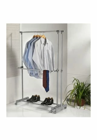 IDIMEX Garderobenständer Auf Rollen, Verstellbar LONDON Grau, Chrom 5 IDIMEX Garderobenständer Auf Rollen, Verstellbar LONDON Grau, Chrom – Bild 5