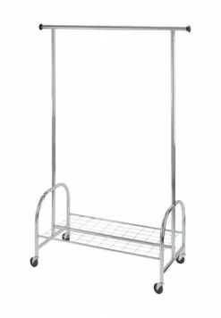 WENKO® Kleiderständer "Profi", Rollbar SILBER