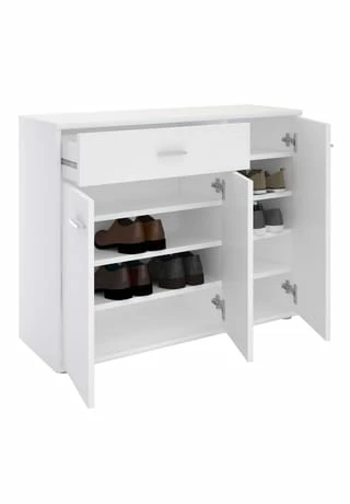 CARO-Möbel Schuhschrank 1 Schublade, 3 Türen DEUSTO Weiß 2 CARO-Möbel Schuhschrank 1 Schublade, 3 Türen DEUSTO Weiß – Bild 2