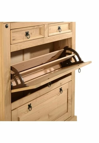 IDIMEX Schuhkipper Mit 2 Schubladen, Mexico Möbel TEQUILA Braun 4 IDIMEX Schuhkipper Mit 2 Schubladen, Mexico Möbel TEQUILA Braun – Bild 4