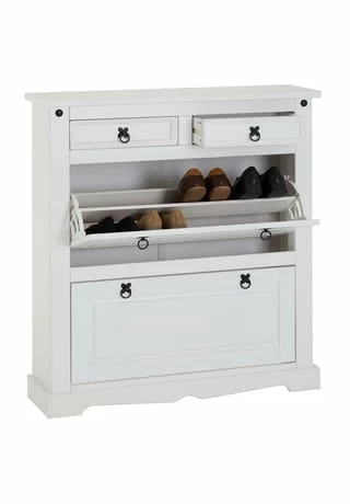 IDIMEX Schuhkipper Mit 2 Schubladen, Mexico Möbel TEQUILA Weiß 2 IDIMEX Schuhkipper Mit 2 Schubladen, Mexico Möbel TEQUILA Weiß – Bild 2