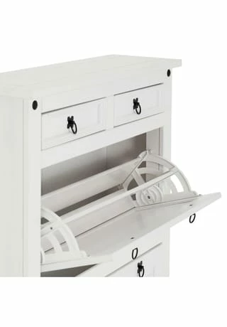 IDIMEX Schuhkipper Mit 2 Schubladen, Mexico Möbel TEQUILA Weiß 4 IDIMEX Schuhkipper Mit 2 Schubladen, Mexico Möbel TEQUILA Weiß – Bild 4